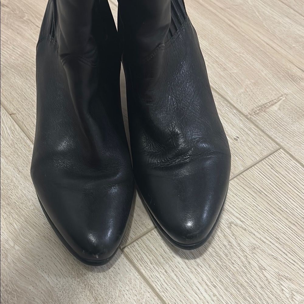Black Heeled Boots with Tapered Heel and Rounded Toe - Picture 6 of 12